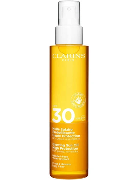 Clarins Glowing Sun Oil High Protection SPF30 For Body & Hair - 150ml