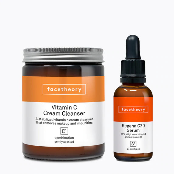 Facetheory Vitamin C Cream Cleanser C1 and Regena C20 Vitamin C Serum Duo Set